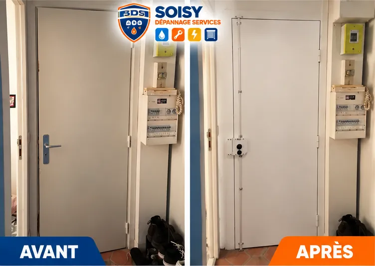 Avant / après : pose d’une serrure 3 points en applique